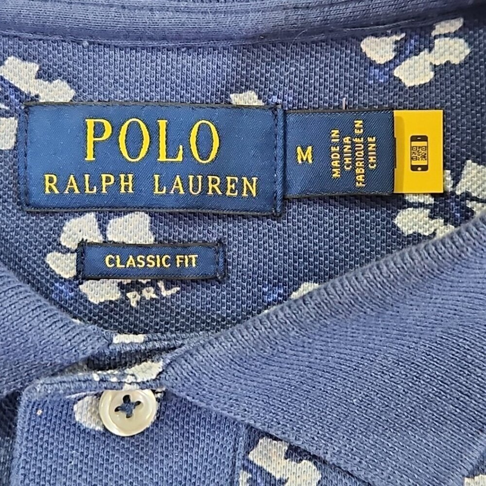Polo Ralph Lauren Classic Fit PRL Polo Shirt Men's Medium Blue Floral EUC LN - Picture 9 of 13